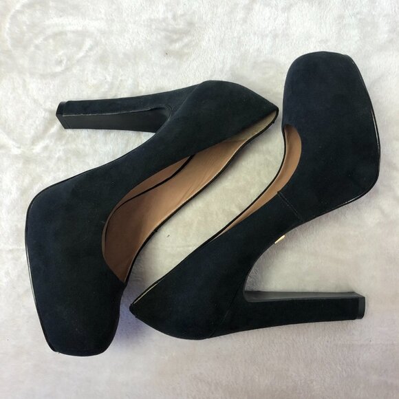 Pour La Victoire Black Suede Platform Pump Heels Size 9 - Picture 6 of 11